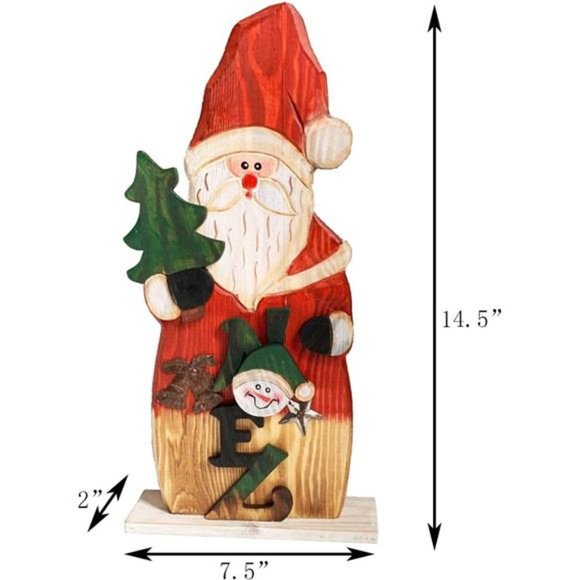 Table Top Mantel Santa Claus Centerpiece Indoor Outdoor Home Decor 14.5'' Inches - Picture 2 of 8